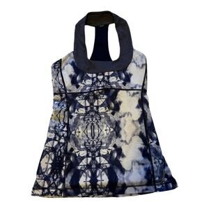 Lululemon Scoop Neck Tank Ink Blot White Deep Indigo / Heathered Deep Indigo 6
